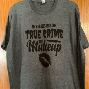 Tultex Heather Grey True Crime and Makeup Shirt XL